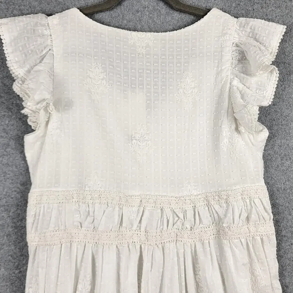 Rachel Zoe White Maxi Dress Lace Eyelet Boho Size 8 - Picture 8 of 13